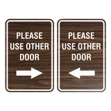 Portrait Round Please Use Other Door Sign Set with Adhesive Tape, Mounts On Any Surface, Weather Resistant