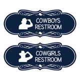 Designer Cowgirls and Cowboys Restroom Signs, (Set of 2) Wall or Door Signs