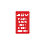 Portrait Round please remove shoes before entering Sign with Adhesive Tape, Mounts On Any Surface, Weather Resistant