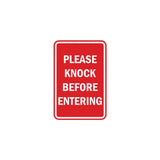 Portrait Round please knock before entering Sign with Adhesive Tape, Mounts On Any Surface, Weather Resistant