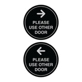 Signs ByLITA Circle Please Use Other Door Sign Set with Adhesive Tape, Mounts On Any Surface, Weather Resistant, Indoor/Outdoor Use