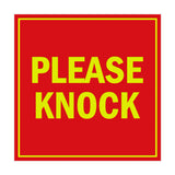 Square Please Knock Sign with Adhesive Tape, Mounts On Any Surface, Weather Resistant