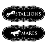 Designer Stallions and Mares, Restroom Wall or Door Signs (Set of 2)