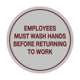 Signs ByLITA Circle Employees Must Wash Hands Before Returning to Work Sign
