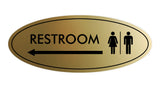 Oval Restroom Left Arrow Sign