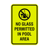 Signs ByLITA Portrait Round No Glass Permitted In Pool Area Sign with Adhesive Tape, Mounts On Any Surface, Weather Resistant, Indoor/Outdoor Use