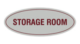 Light Grey / Burgundy Oval Storage Room Sign