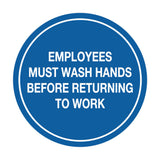 Signs ByLITA Circle Employees Must Wash Hands Before Returning to Work Sign