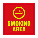 Square Smoking Area Sign with Adhesive Tape, Mounts On Any Surface, Weather Resistant