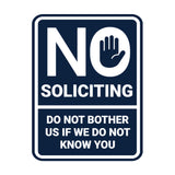 Portrait Round No Soliciting Do Not Bother Us If We Do Not Know You Wall or Door Sign