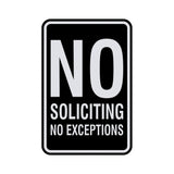 Portrait Round No Soliciting No Exceptions Sign