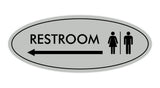 Oval Restroom Left Arrow Sign