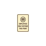 Portrait Round Employees Only Beyond This Point Sign with Adhesive Tape, Mounts On Any Surface, Weather Resistant