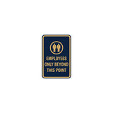 Portrait Round Employees Only Beyond This Point Sign with Adhesive Tape, Mounts On Any Surface, Weather Resistant