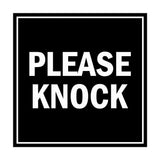 Square Please Knock Sign with Adhesive Tape, Mounts On Any Surface, Weather Resistant