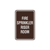 Portrait Round Fire Sprinkler Riser Room Sign with Adhesive Tape, Mounts On Any Surface, Weather Resistant