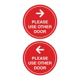 Signs ByLITA Circle Please Use Other Door Sign Set with Adhesive Tape, Mounts On Any Surface, Weather Resistant, Indoor/Outdoor Use
