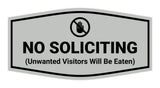 Fancy No Soliciting (Unwanted Visitors Will Be Eaten) Wall or Door Sign