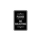 Portrait Round please no soliciting Sign with Adhesive Tape, Mounts On Any Surface, Weather Resistant