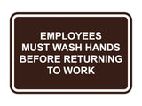 Signs ByLITA Classic Framed Employees Must Wash Hands Before Returning To Work