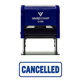 Blue Cancelled W/Border Office Self-Inking Office Rubber Stamp
