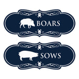 Designer Boars and Sows, Novelty Restroom (Set of 2) Wall or Door Signs