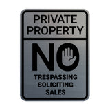 Portrait Round Private Property No Trespassing No Soliciting No Sales Wall or Door Sign