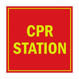 Signs ByLITA Square CPR Station Sign with Adhesive Tape, Mounts On Any Surface, Weather Resistant, Indoor/Outdoor Use