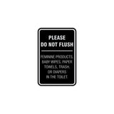 Portrait Round please do not flush etiquette Sign with Adhesive Tape, Mounts On Any Surface, Weather Resistant