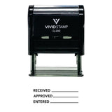 Black Received Approved Entered Self Inking Rubber Stamp