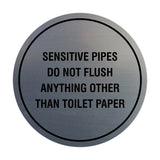 Circle Sensitive Pipes Do Not Flush Anything Other Than Toilet Paper Wall or Door Sign