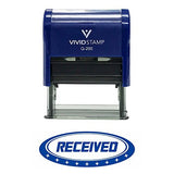 Blue Received Designer Office Self-Inking Office Rubber Stamp