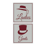 Square ladies and gents sign set with Adhesive Tape, Mounts On Any Surface, Weather Resistant