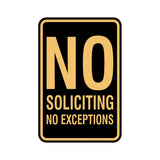 Portrait Round No Soliciting No Exceptions Sign