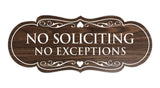 Signs ByLITA Designer No Soliciting No Exceptions Sign