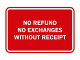 Signs ByLITA Classic Framed No Refund No Exchanges Without Receipt Sign