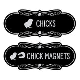 Designer Chicks and Chick Magnets, Novelty Restroom Signs (Set of 2) Wall or Door Signs