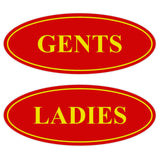 Oval LADIES GENTS Restroom Signs - 2 Pack