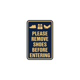Portrait Round please remove shoes before entering Sign with Adhesive Tape, Mounts On Any Surface, Weather Resistant