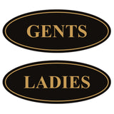 Oval LADIES GENTS Restroom Signs - 2 Pack
