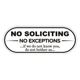 NO SOLICITING NO EXCEPTIONS Door / Wall Sign
