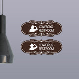 Designer Cowgirls and Cowboys Restroom Signs, (Set of 2) Wall or Door Signs