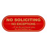 NO SOLICITING NO EXCEPTIONS Door / Wall Sign