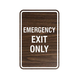 Portrait Round Emergency Exit Only Sign with Adhesive Tape, Mounts On Any Surface, Weather Resistant
