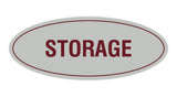 Light Grey / Burgundy Oval STORAGE Sign
