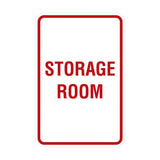 White / Red Portrait Round Storage Room Sign