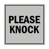 Square Please Knock Sign with Adhesive Tape, Mounts On Any Surface, Weather Resistant