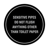 Circle Sensitive Pipes Do Not Flush Anything Other Than Toilet Paper Wall or Door Sign