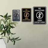 Portrait No Soliciting Zero Exceptions Wall or Door Sign