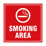 Square Smoking Area Sign with Adhesive Tape, Mounts On Any Surface, Weather Resistant